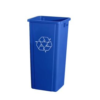 Blue 23 Gal. Square Container with Recycle Logo